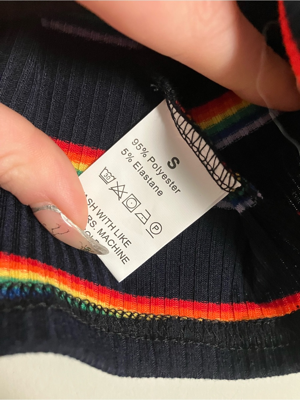 Old Navy Black Ribbed Tank with Rainbow Stripes - Picture 4 of 4